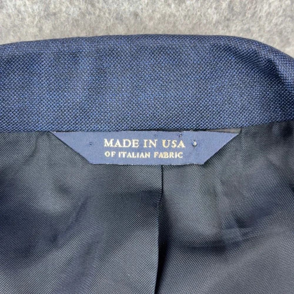 Brooks Brothers 44R Suit Jacket Blazer Blue 100% Wool Tallia di Delfino USA Made